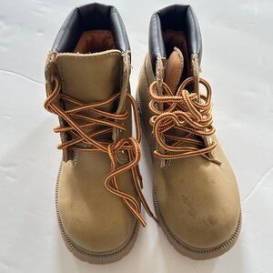 SmartFit Kids Tan Waterproof Work Boots – Lace-Up, Skid Resistant, Size 11